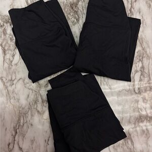 3 pair New  THICK Black Leggings NON SEE THEOUGH ankle cut